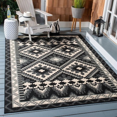 Safavieh 6 ft. 7 in. x 9 ft. 6 in. Veranda Rectangle Power Loomed Area Rug Black & Beige VER096-0421-6